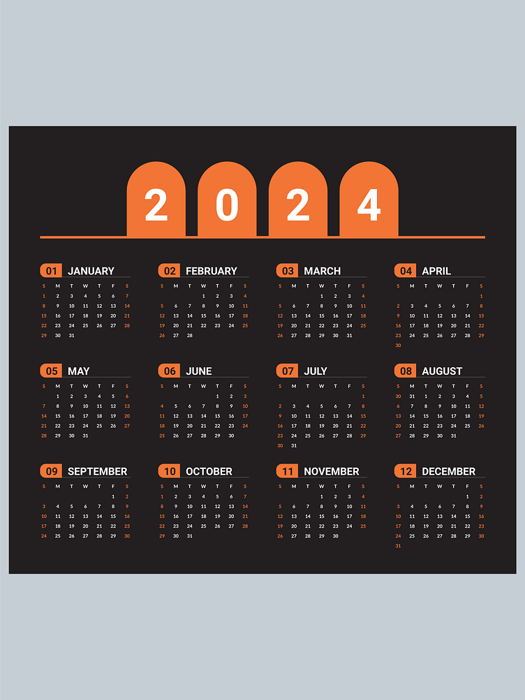 Calendar 2024 Template Design Ready To Print