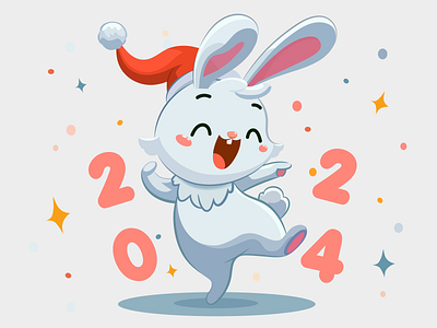 New Year's Merry Bunny. bunny fun gifts hare holiday illustration new year songs vector