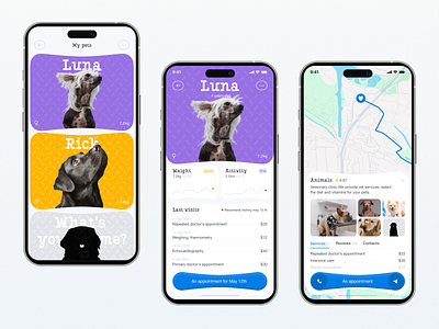 My pets - Mobile App Concept app blue concept design dog dribble graphic design like mobile pets pro purple subrcibe ui vybornov yellow