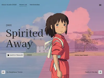 Movie list web design design graphic design movie movie list spirited away ui ux web web design website