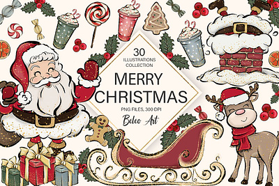 Merry Christmas Clipart Santa Claus holiday graphics