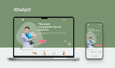 Responsive Landing Page for a Wooden Toy Company 003 dailyui desktop mobile responsive sustainable toys ui wooden