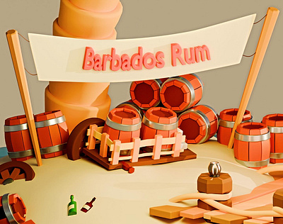 Barbados Rum 3d animation blen blender blender art branding cartoon colors design graphic design illustration illustrator