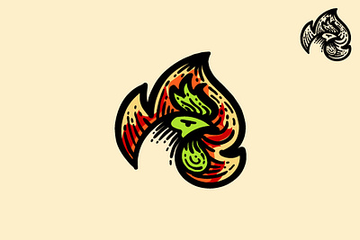 Burn Chicken Logo blaze burn chicken fire flame hen rooster spirit