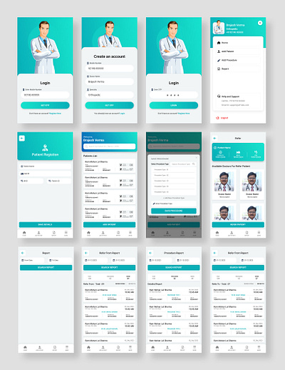 Doctor App - Patients Visit, Procedure and Refer design figma app ui ui