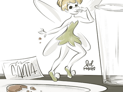 Disember 13 Tink animation art christmas cookies december disney draw fairy fan illustration kid lit peter pan santa sketch texture tink tinkerbell