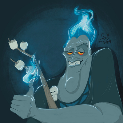 Disember 16 Hades animation art disney drawing fan fire flame funny god hades hercules illustration kid lit marshmallows smores texture underworld