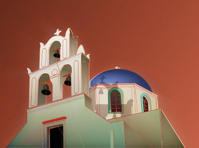 Santorini - sunset, final greece illustration noise santorini shunte88 vector