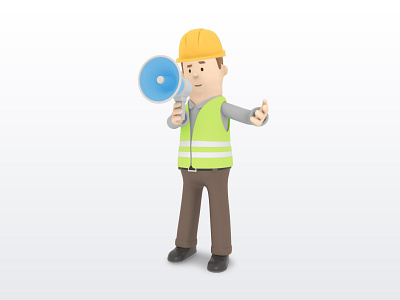 3D Construction Man 3d builder character construction corporate design man speaker