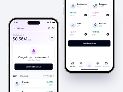 Crypto Trading Mobile App app button card clean crypto cryptocurrencies modern money product saas stats trade trading transaction usd