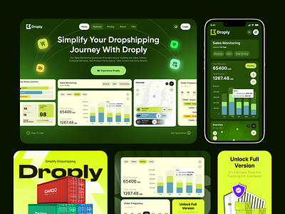 Droply - Shipping Container Monitoring System app container dashboard home landing landing page mobile shipping ui web