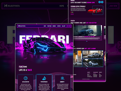 Car website design (UI/UX)-(Dark Theme) car website design dark theme neon car website design sports car website design