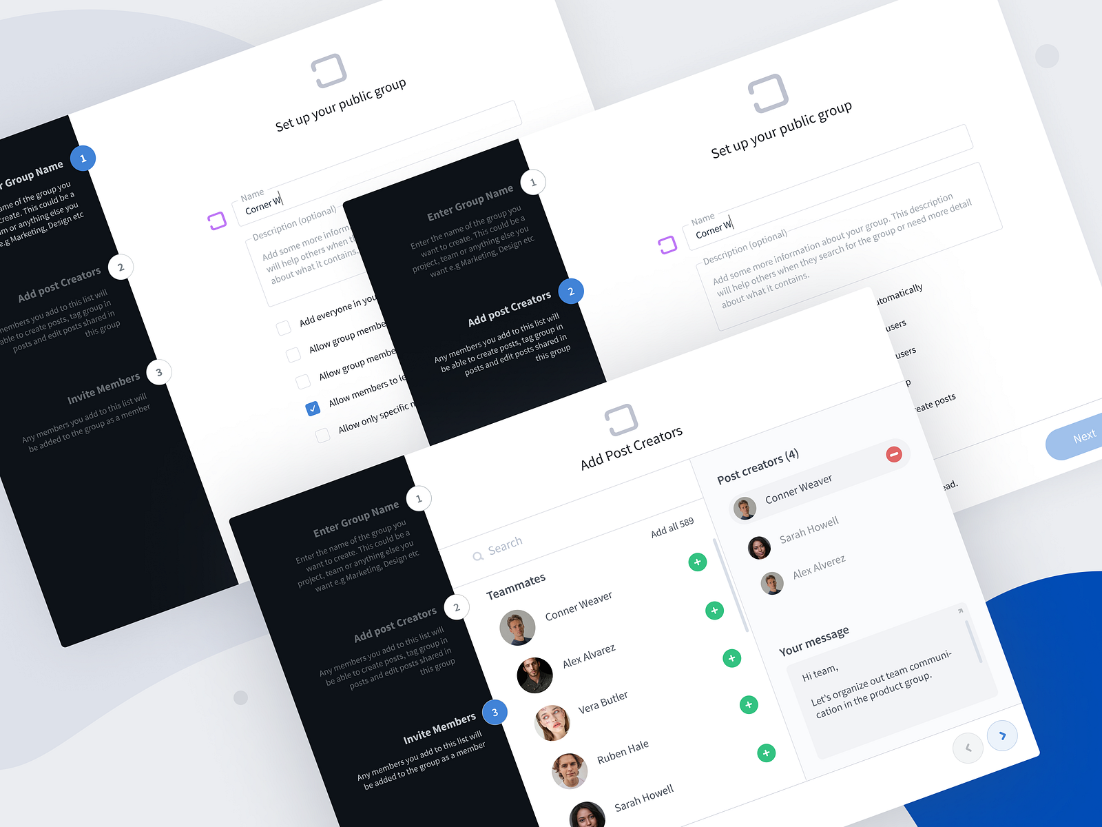 Create a Group in Convo by A Rahman on Dribbble
