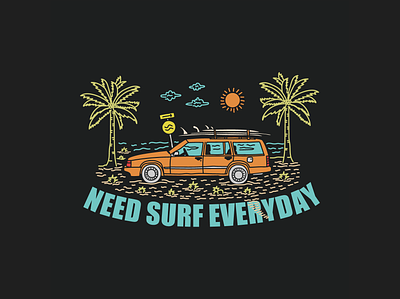 Surf Everyday - illustration animation artwork brand branding clothing color design digital fyp graphic design illustration logo surf ui