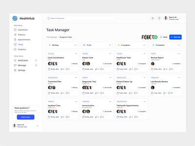 EHR : Assigned Tasks Screen b2b b2c design doctor ehr electronic health care system electronic health record health hospital hospital dashboard medical dashboard product design product designer saas product task screen ui ux web design