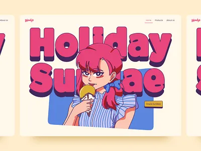 Holiday Sundae - Wendy's Landing Page Design Concept 🍦 anime anime art beverage fast food figma food girl hero ice cream illustration landing page ui illustration web design website wendys