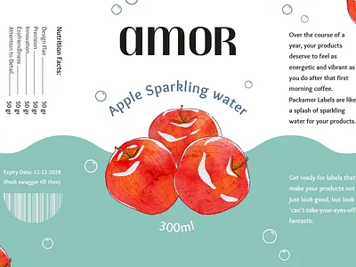 Packamor Apple Sparkling Water Label Design branding design food label logo packaging