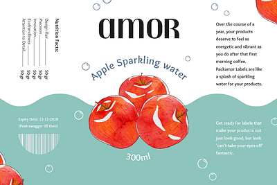 Packamor Apple Sparkling Water Label Design branding design food label logo packaging