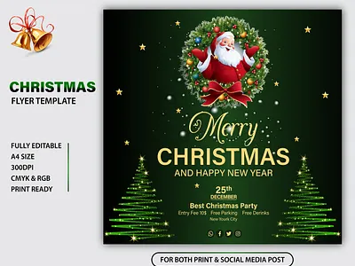 Christmas Flyer Template, Xmas Flyer banner branding christmas design flyer graphic design invitation leaflet merry christmas flyer modern poster print design social media post typography vector xmas flyer