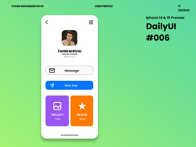 User Profile - DailyUI#006 app design mobile ui ux