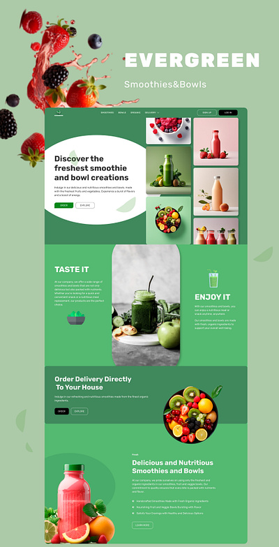 Evergreen Smoothies&Bowls bowl landing pages smoothie ui ux webdesign website