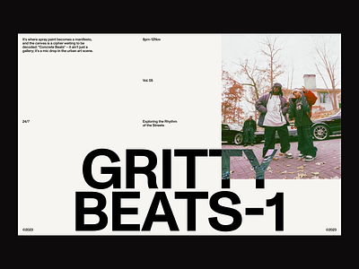 Gritty Beats_01 brand branding design digital grid homepage layout minimal music simple swiss taypography