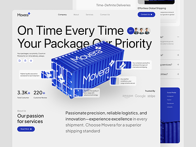 Movera - Logistic Landing [ box cargo company container delivery logistic shipment shipping supply truck ui web design website