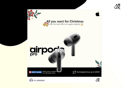 Airdops pro social media post design (Christmas special) 3d advertisement animation apple arshddux branding graphic design logo motion graphics photoshop socialmediamarketing ui
