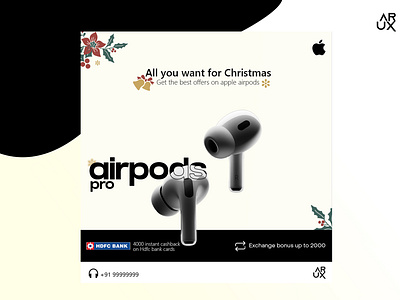 Airdops pro social media post design (Christmas special) 3d advertisement animation apple arshddux branding graphic design logo motion graphics photoshop socialmediamarketing ui