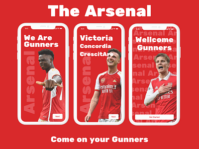 Arsenal App Onboarding app arsenal boarding branding football mobile ui ux