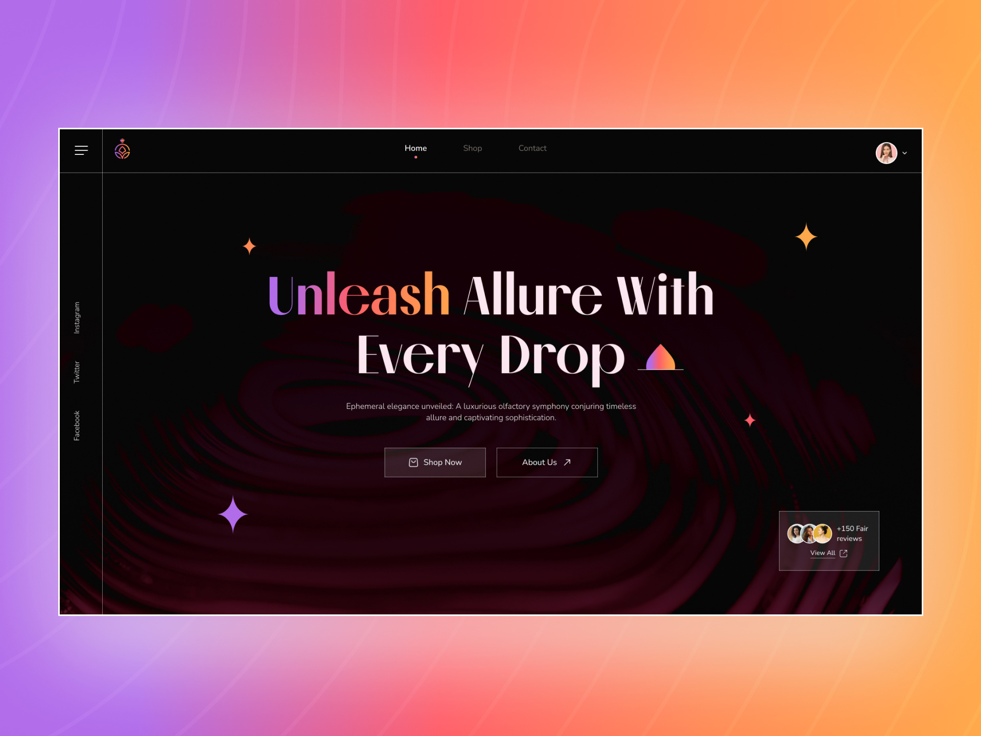 Perfume Website Design animation app design branding design flaidex mobile application mobile design mobile ui perfume perfume website ui ux web web app website