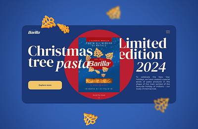 Christmas tree pasta Barilla 3d animation barilla blue christmas christmas tree design graphic design macaroni motion graphics new year pasta promo page ui ux web design