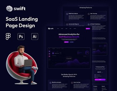 SaaS Landing Page Design app branding crypto design landing page saas typography ui ux web design website design