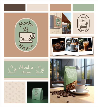 Mocha Haven Brand Identity ai brand identity branding coffee colors design everydayobject flat graphicdesign illustration illustrator logo midjourney pastel ui vector