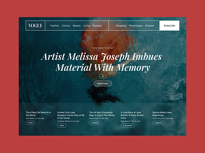 Vogue Landing Page Redesign article blog clean design editorial hero section homepage interface landing landing page magazine minimalist product design redesign typography ui ux web webdesign website