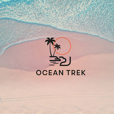Ocean trek adventure logo beach logo ocean logo tour logo vector