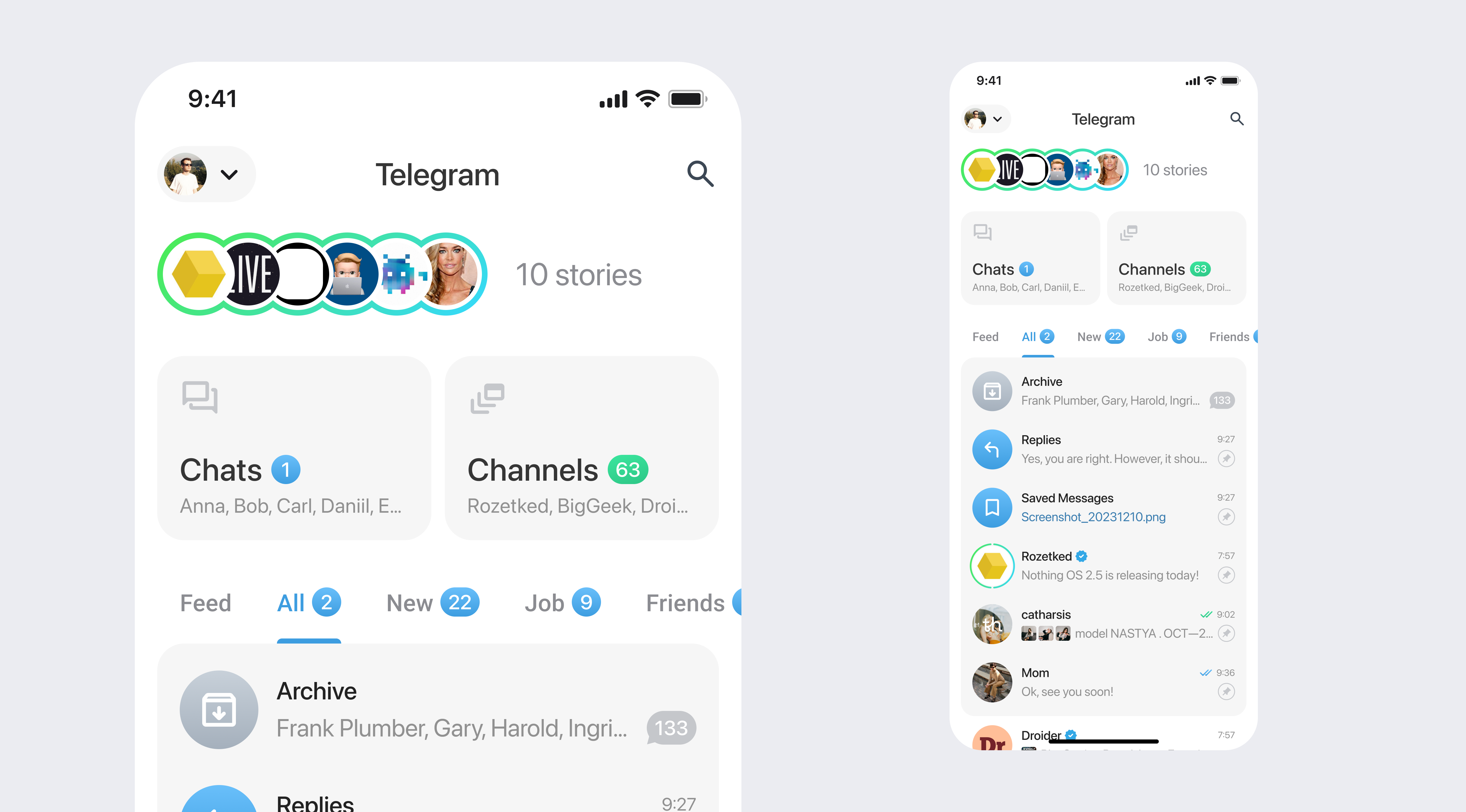 Telegram Mobile App Redesign — Homescreen app dailyui design messages mobile telegram ui