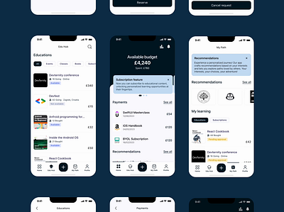 Education app android animation app application blue button clean dashboard design education figma ios iphone lottie motion design simple ui ux web white