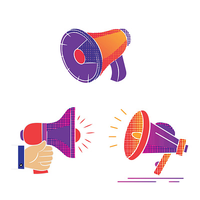 set of speaker illustrations for promotional media geometric