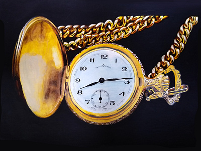 Time is Golden drawing gold illustration painting time watch