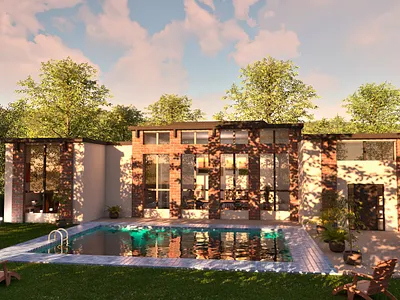 House Bluebright - Day/Night 3d archviz cinema 4d day house lighting modelling modern night photoshop pool render twinmotion