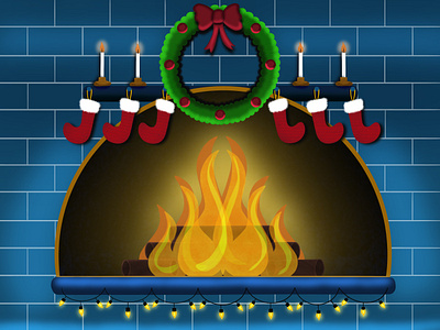 Christmas Fireplace christmas fireplace illustration procreate