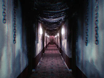 Aisle in The DEPTHS 3d aisle chains cinema4d dark hallway horror old photoshop render scene terror vintage vray