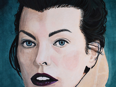 Milla Jovovich – Painted Portrait celebrity illustration milla jovovich painting portrait portrait painting