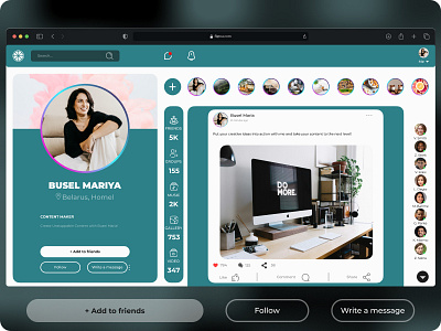 Social media user profile design ui ux