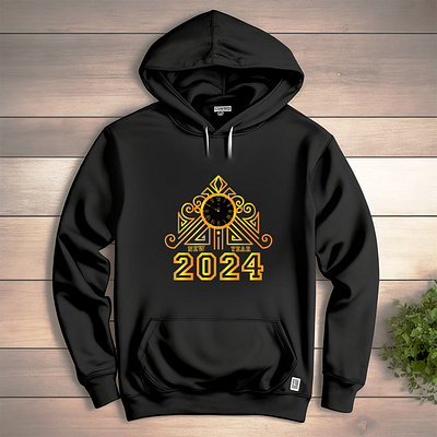 Happy new year t shirt design 2024 2024 background black black cap jumper cap golden color t shirt graphic design happy new year jumper leaf t shirt wood