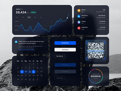 Infinity Wallet Design System Elements bank components crypto cryptocurrency dark design system figma finance fintech graphs ios landing mobile uiux wallet