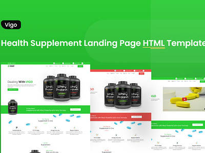 VIGO-Health Supplement Landing Page HTML Template animation branding fitness graphic design health html html template landing landing page landing page template logo motion graphics page responsive supplement ui ux