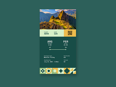 Daily UI : 024 Boarding Pass boarding pass daily ui 24 daily ui challenge patterns ui