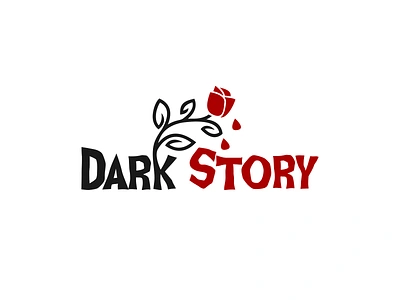 Dark Story Logo afraid black blood books dark drama ghost horor logo movie night rose scary simple logo skull story trauma tree wolf women